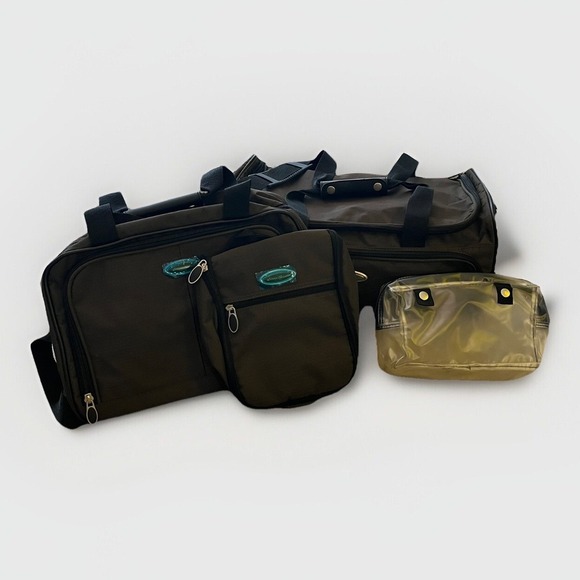 Eddie Bauer 4 Piece Luggage Set Duffel Carry On‎ Toiletry Bags Olive Green - Picture 1 of 14